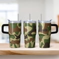 thumbnail image 2 of Camo 20oz Stainless Steel Tumbler with Handle and Straw – Insulated Travel Cup with Sliding Lid, 360° Full Wrap Printed Mug for Home, Outdoor & Sports Use, Camouflage, 2 of 6