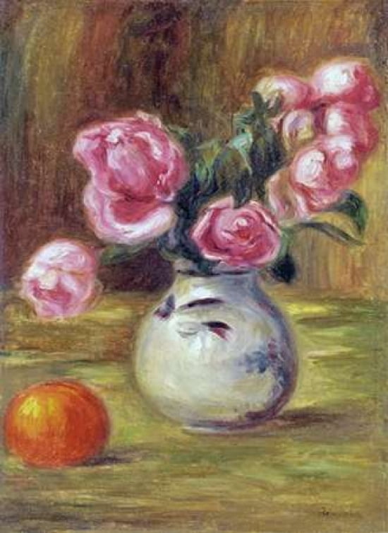 Vase De Roses Et Or