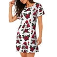 thumbnail image 2 of Bingfone Rose Flowers Nightgowns for Women Sleep Shirts Short Sleeve Nightshirt Pullover Nightdress Soft Sleepwear, 2 of 6