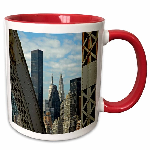 3drose, Empire State, View from the Bridge, 15oz Two-tone Red Mug