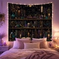 thumbnail image 2 of Black Cat on Potion Shelves Against a Starry Night Sky, Mystical Gothic for Occult Lovers, Magical Room Decor Art, Halloween Gift, Tapestry Wall Hanging for Bedroom and Living Room, 2 of 7