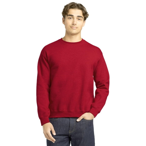 Gildan Long Sleeve Men's Sweatshirt, Durable Heavy Blend Casual Crewneck Sweatshirt, Antique Cherry Red, S