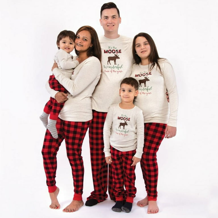 Hudson Baby Mens Unisex Holiday Pajamas Moose Wonderful Time Small