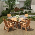 thumbnail image 2 of WestinTrends Dylan Adirondack Patio Dining Set for 4, All Weather Poly Lumber Outdoor Table and Chairs Set of 4, 43" Trestle Square Dining Table and Seashell Adirondack Dining Chair, Teak, 2 of 8