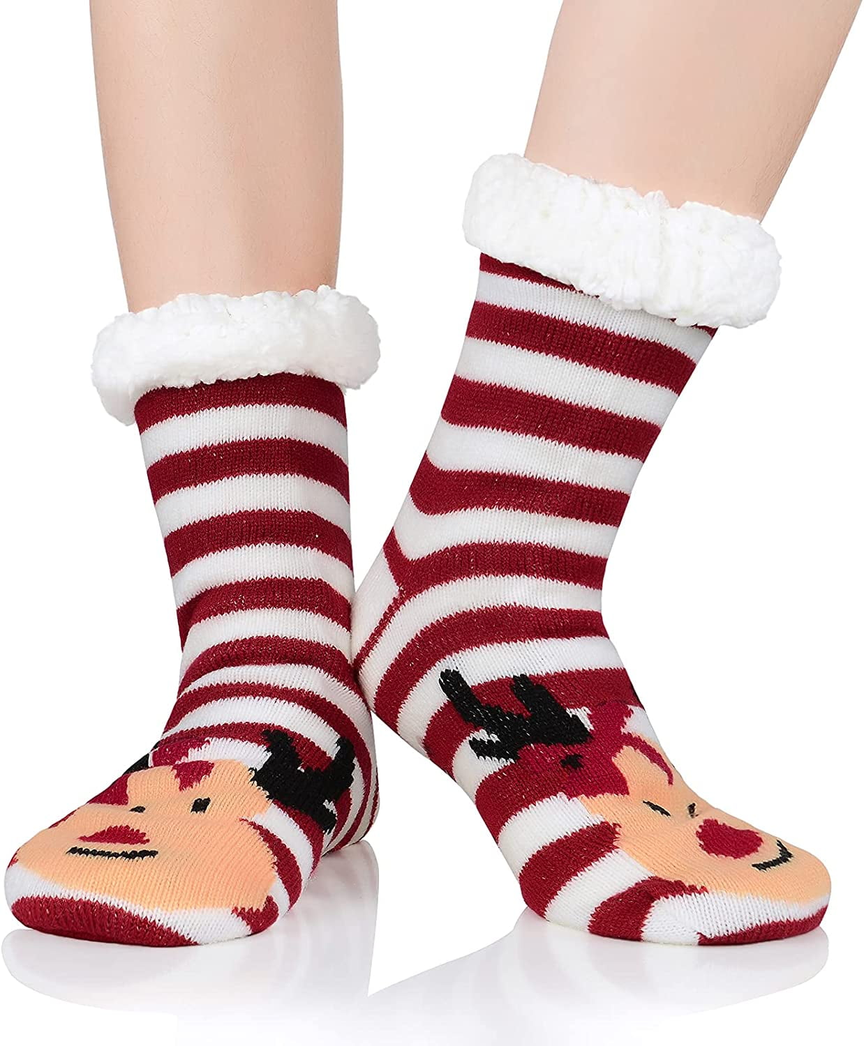 Zando Womens Fuzzy Christmas Socks Sherpa Fleece Slipper Socks for ...