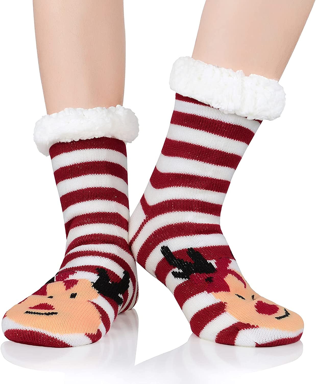 Zando Womens Fuzzy Christmas Socks Sherpa Fleece Slipper Socks for