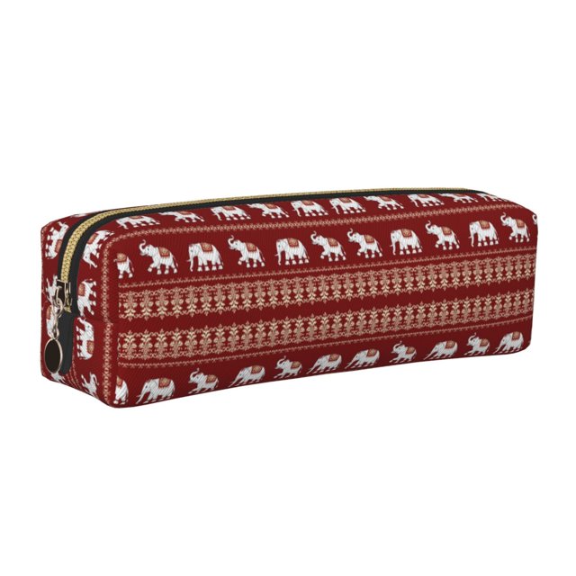 Balery Elephant Estuche de Lápices de Cuero Impreso, Estuche para Suministros de Arte, Estuche de Lápices con Cremallera, Estuche de Almacenamiento de Papelería
