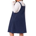 thumbnail image 4 of DARING DIVA Women's Plus Corduroy Pinafore Dress Pleated Skirt 2X Dark Blue, 4 of 6