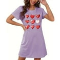 thumbnail image 2 of biudgviw Valentines Women's Nightgown Short Sleeve Nightdress Casual Heart Print Sleepwear Soft Crewneck Pajama Dress S-XXL, 2 of 6