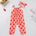 thumbnail image 3 of IWEMEK Summer Strap Jumpsuit for Baby Girls Strawberry Print Cute One Piece Romper Long-Leg Knit Overalls Size 2-3Y, 3 of 7