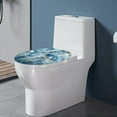 thumbnail image 3 of ZIATUBLE Blue Marble Stripe Toilet Lid Seat Cover Decorative Toilet Seat Covers Lids with Stretch Edges Toilet Seat Lid Covers for Home Oval Toilet Lid Covers Fits Most Toilet Lids, 3 of 6