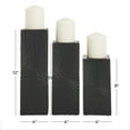 thumbnail image 3 of CosmoLiving by Cosmopolitan 3 Candle Black Wood Geometric Carved Pillar Candle Holder, Set of 3, 3 of 8