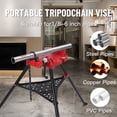 thumbnail image 4 of Heavy Duty Tripod Pipe Chain Vise Stand – 1/8"–6" Capacity – 1323LBS Load – Collapsible Steel Legs, Tool Tray – Portable Pipe Support for Cutting, Welding, Threading – Workshop Electrical Bracket, 4 of 6
