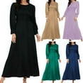 thumbnail image 1 of Sentmoon Robes d'Automne avec Manches Manches Longues Col Rond Robe d'Invitée de Mariage Formelle Boutonnée Couleur Unie Ample Extensible Robe Surdimensionnée Élégante pour Promenade Hivernale Décontractée Kaki P, 1 of 6