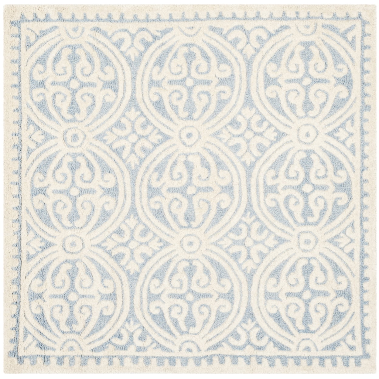 SAFAVIEH Cambridge Leslie Geometric Wool Runner Rug, Light Blue/Ivory, 2'6" x 22'