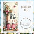 thumbnail image 2 of Wooden Cross Resurrection Banner Pink Bow Easter Display Green Leaves Pink Flowers Cross Backdrop for Easter Celebration Resurrection Sunday Church Event, 2 of 9