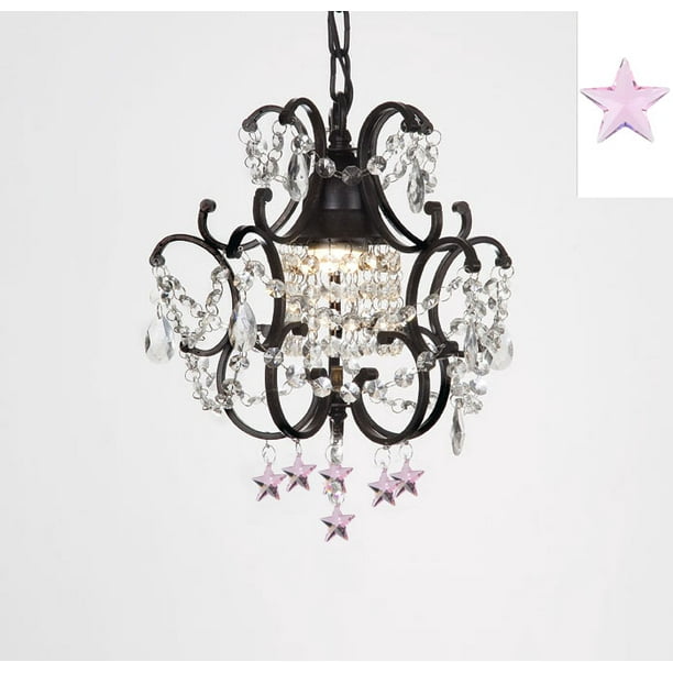 Wrought Iron Empress Crystal Tm Chandelier With Pink Stars H14 W11 Com Wrought Iron Empress Crystal Tm, Wrought Iron Empress Crystal Chandeliers
