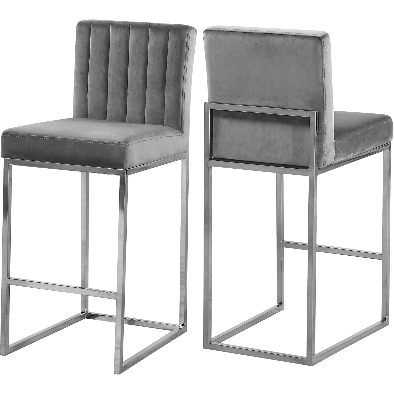 velvet bar stool grey