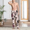thumbnail image 5 of Uemuo Retro Red Black Roses Pattern Men's Wide Leg Palazzo Lounge Pants with Pockets Light Weight Loose Comfy Casual Pajama Pants-Large, 5 of 9