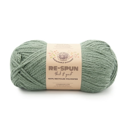 UPC: 0842093130482 | Lion Brand Yarn Re-Spun Thick & Quick Spruce Super Bulky Recycled Polyester Green Yarn 1 Pack