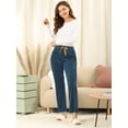 thumbnail image 3 of Pantalones de Yoga Cómodos Allegra K Pierna Ancha Pijama Salón Cordón Decoración Azul M, 3 of 6