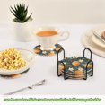 thumbnail image 5 of Yayeee 6 PCS Drink Coasters with Holder Set Woven Absorbent Round Tabletop Hot Pad, Green Oranges, 5 of 7