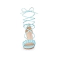 thumbnail image 6 of BLISSFUL STEP Style Women's Open Toe Slouching Front Strap Lace Up Block Heels Sandals Light Blue 9, 6 of 8