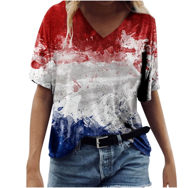 Blusa Casual Elegante Para Mujer Tops de Moda Camiseta Con Cuello en V Blusa Estampada Camisas de Manga Corta Odeerbi ODB156380