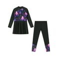 thumbnail image 3 of RUNQHUI Kids Swim Dress with Pants Legging Set for Pool Beach Surfing Bathing Suit Rashguard UPF 50+ Black 14, 3 of 7