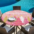 thumbnail image 6 of Pink Christmas Tree Round Tablecloth, Fitted Table Cover with Elastic for 45"-54" Round Tables, Pink Xmas Tree Snowflake Luxury Table Cloth Outdoor Indoor Dinning Party Waterproof Tablecloths, 6 of 7