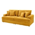 thumbnail image 3 of 79.3 " Corduroy Sofa, 3 Seater Sofa with 4 Matching Pillows& Deep Seats, Couch with Solid Wood Frame for Modern Living Room, Orange, 3 of 5