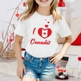 thumbnail image 2 of Toddler Girls Tops & T-Shirts Canada Print Short Sleeve Crewneck Casual Fit Basic Tops Pullover T Shirts Activewear,White,3-4 Years, 2 of 4