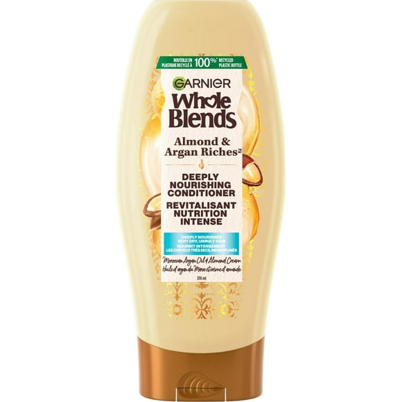GARNIER Whole Blends Almond & Argan Riches Pour cheveux très secs, indisciplinés Shampooing , 370 mL Revitalisant, 370 mL