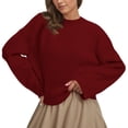 thumbnail image 2 of Oversized Sweaters for Women Fall Winter Long Sleeve Drop Shoulder Casual Crewneck Cropped Pullover Sweater Top, 2 of 5