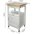 thumbnail image 6 of eHemco 1-Door Kitchen Island Cart on Wheels with Drawer, Storage Cabinet, Shelf and Natural Solid Hardwood Top, 34.75 Inches Height, White Base, 6 of 11