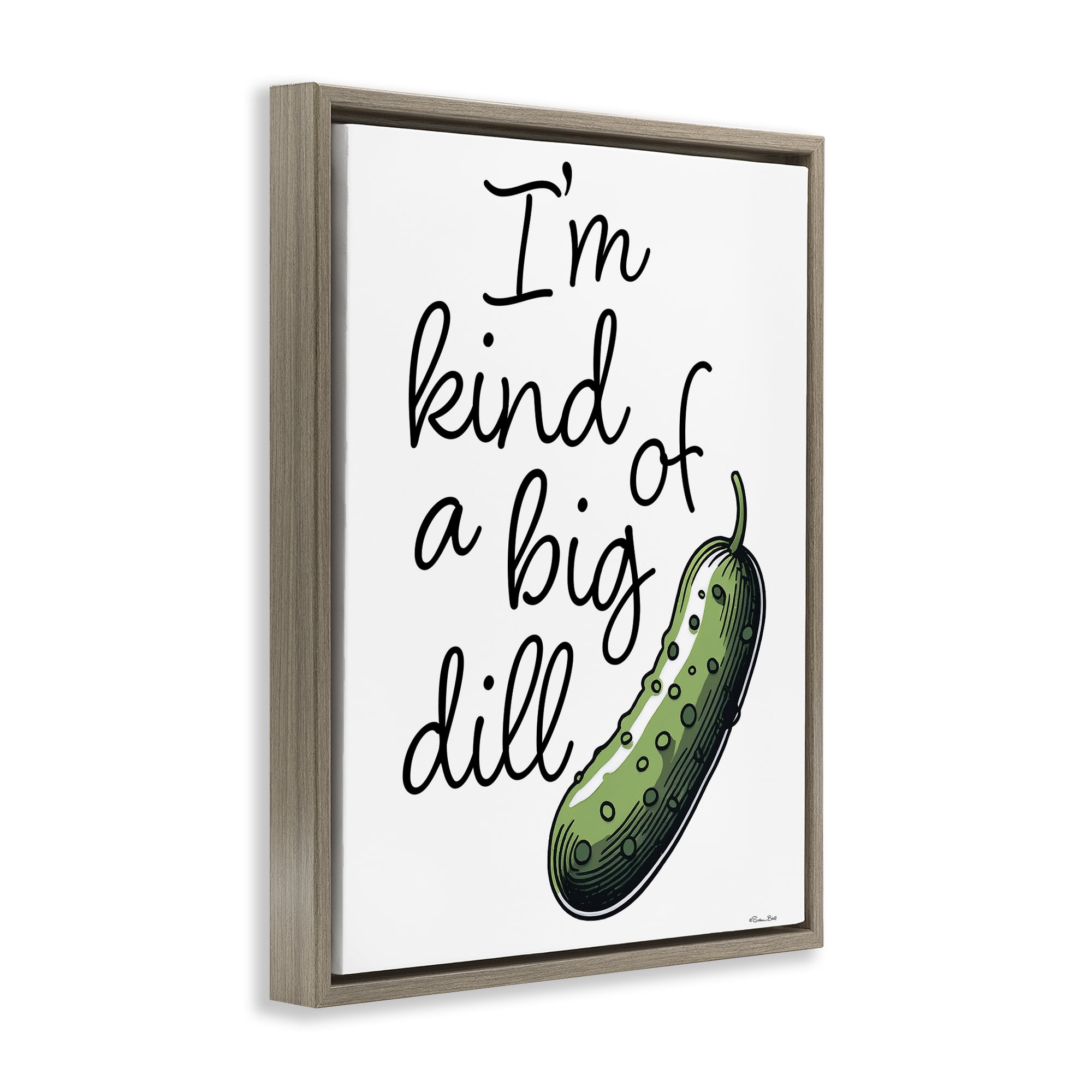 Stupell Industries Kind Of A Big Dill Pickle Brown Framed Floater Canvas Wall Art, design by Susan Ball