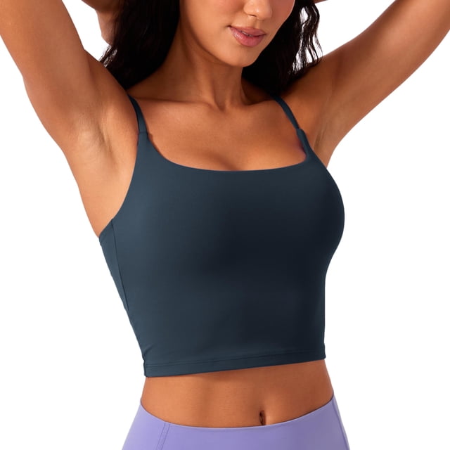 Sujetador deportivo CRZ YOGA Butterlift para mujer, cuello redondo, azul marino