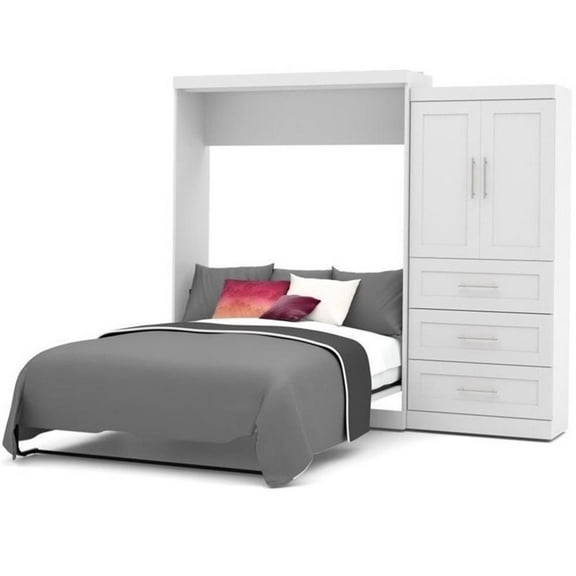 Atlin Designs 100" Queen Wall Bed with Storage in White