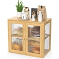 thumbnail image 1 of Extra Large Bamboo Bread Box for Kitchen Counter, Bread Bin Farmhouse Bread Box with 2 Doors, Wooden Breadbox Bread Storage Container Holder for Homemade Bread, Natural, 1 of 8