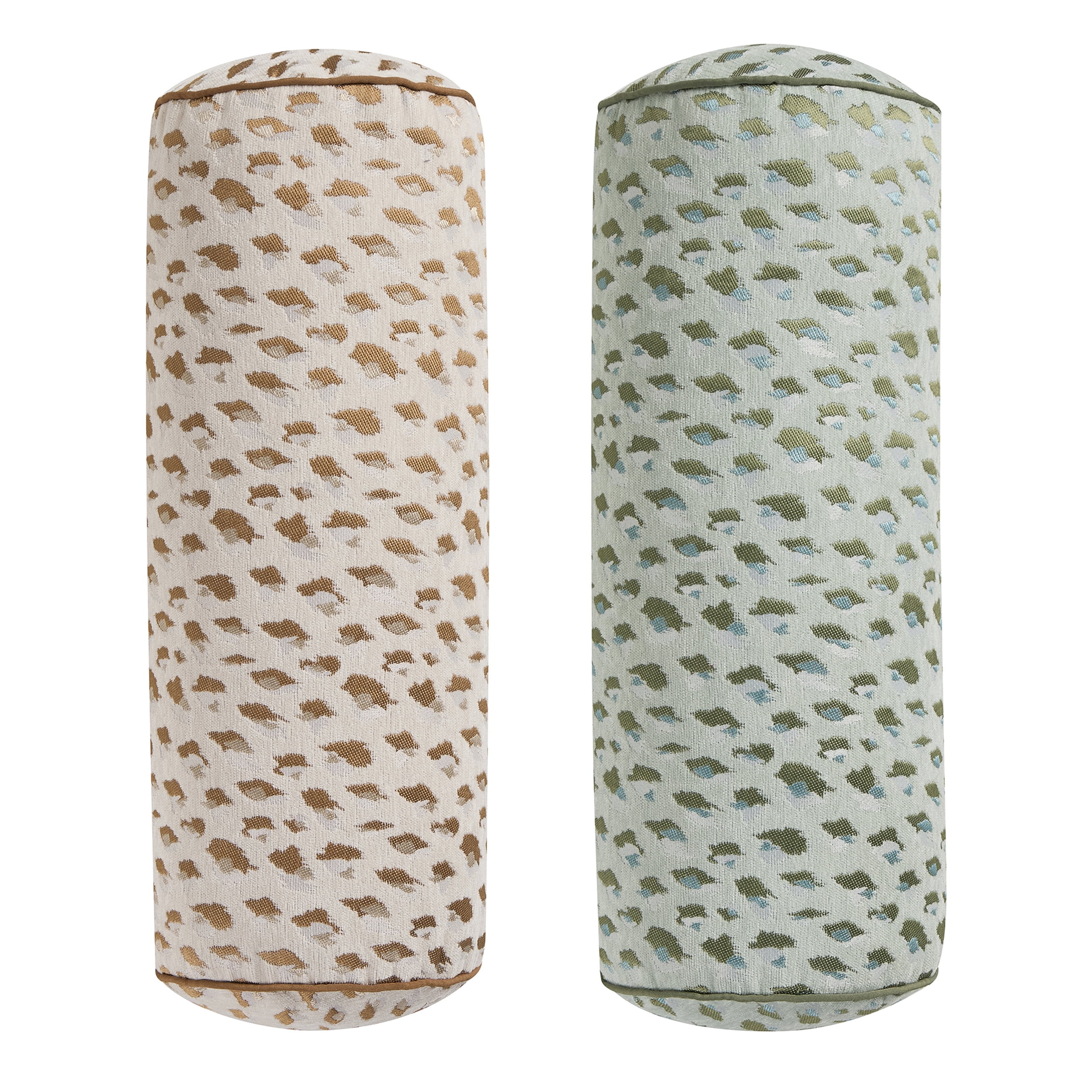 Home Decor Collection 8" x 20" Green Woven Leopard Bolster Decorative Pillow