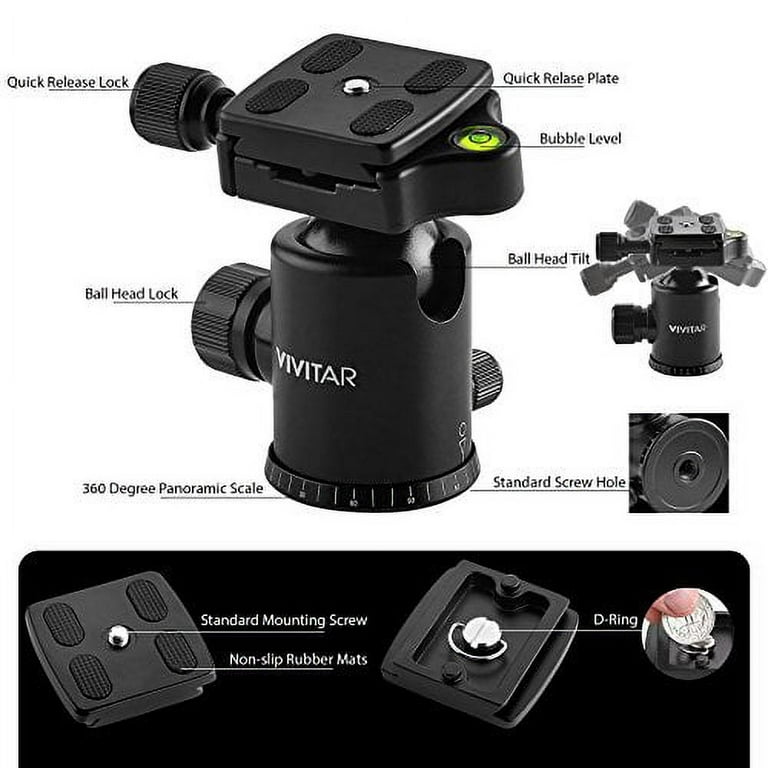Horizontal Arm Professional Camera Tripod & Monopod Portable Tripod Stand  with 360 Ball Head 67 DSLR Tripod for Video Lightweight Aluminum Travel