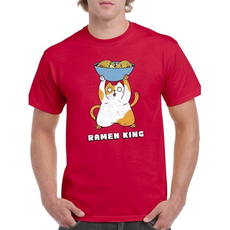 Ramen King. Cat W Noodles T-Shirt Men -Smartprints Designs Male 5X-Large