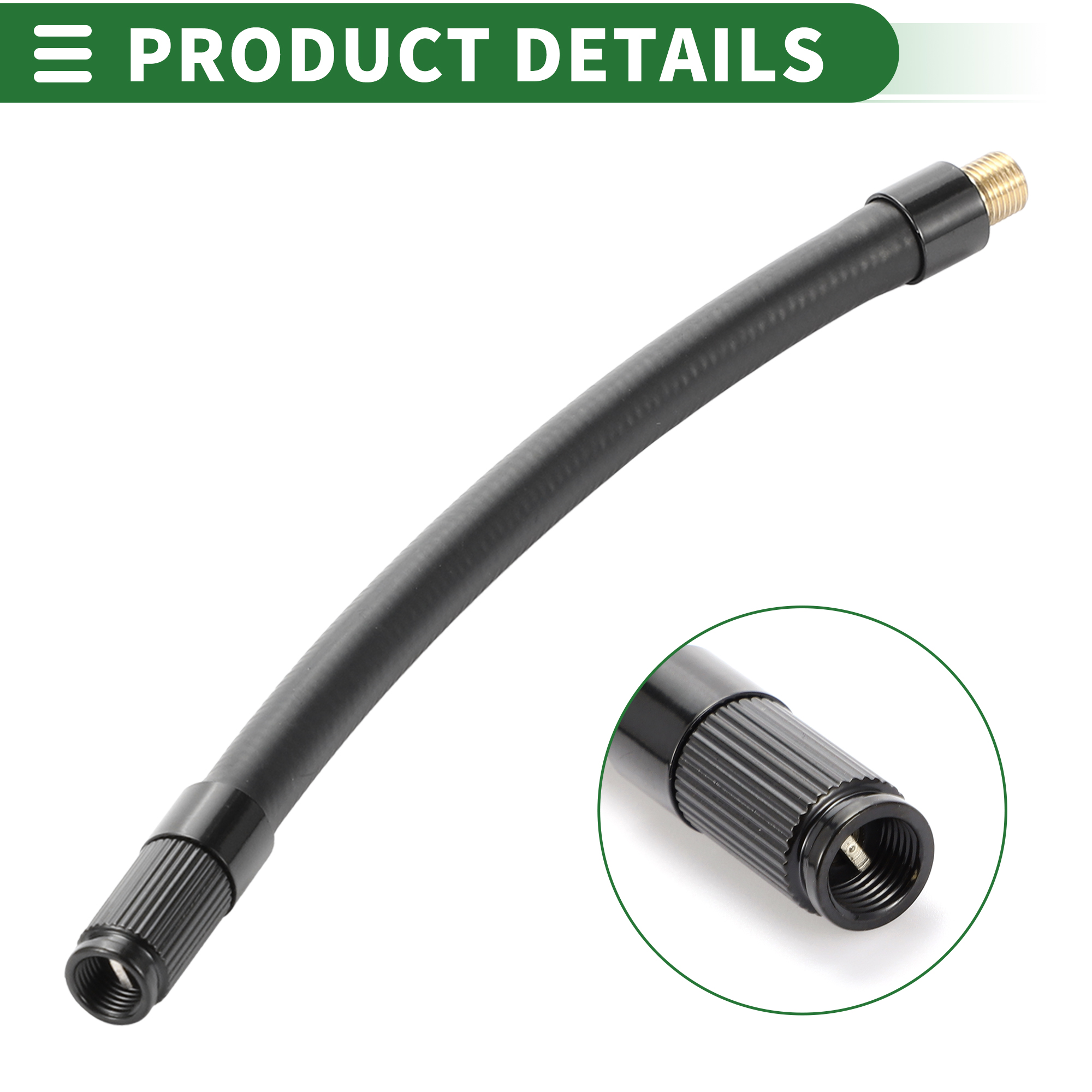 Unique Bargains Tire Inflator Extension Tube Air Pump Hose Adapter 6.30inch Rubber