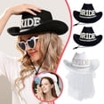 thumbnail image 4 of Drill Letter Cowboy Hat with Veil & Earrings for Brides, Complete Set in Black & White, 4 of 8