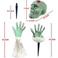 thumbnail image 5 of Estacas De Césped De Cara Y Brazos De Zombie Realistas De Halloween - Estacas De Jardín De Cabeza Y Manos De Hueso De Esqueleto Verde para Cementerio De Casa Encantada, Cementerio, Co, 5 of 5