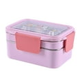 thumbnail image 3 of jifeng Boîte Bento Multifonctionnelle en Acier Inoxydable à 2 Couches, 2 Compartiments Grande Capacité Rose, 3 of 9