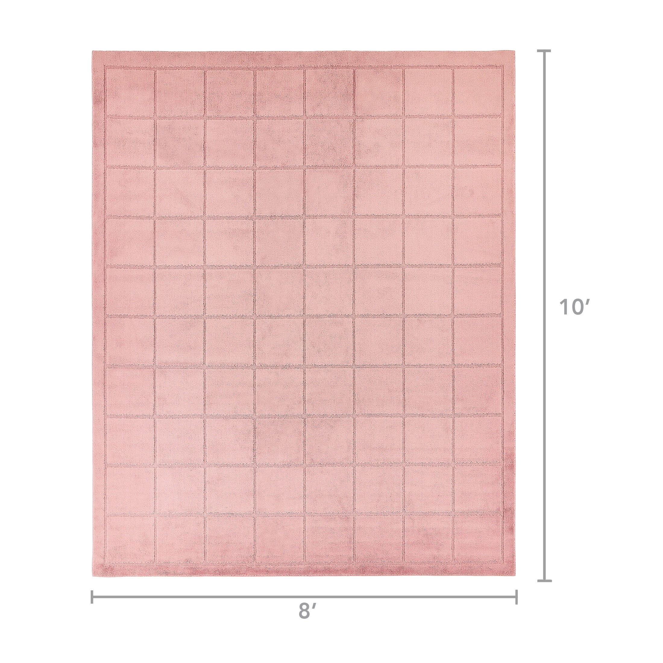 Mainstays High-Low Tufted Grid Mauve Pink Indoor Area Rug, 8 ft x 10 ft