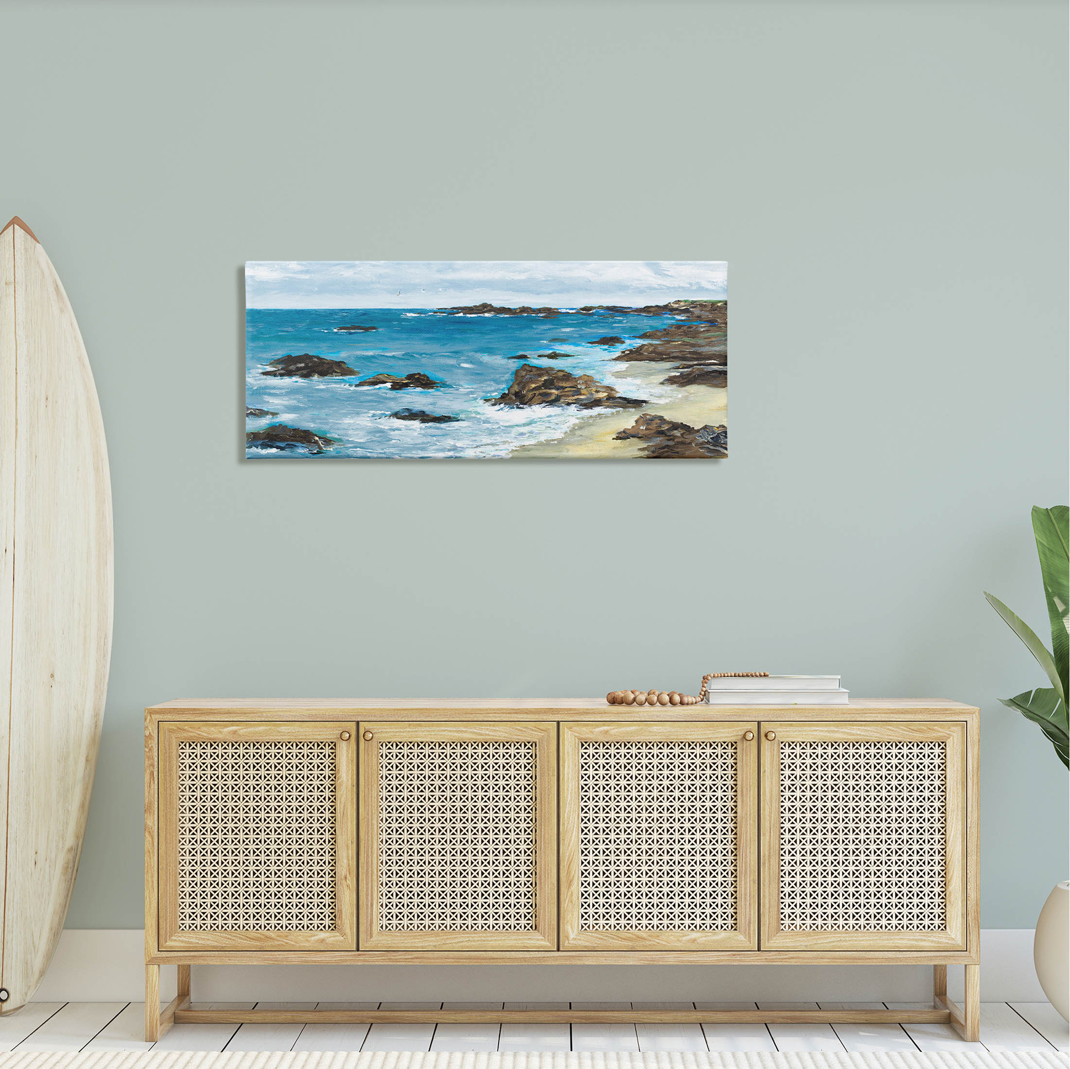 Stupell Industries Rocky Beach Coast Painting Painting Gallery Wrapped Canvas Print Wall Art, Design by Julie DeRice