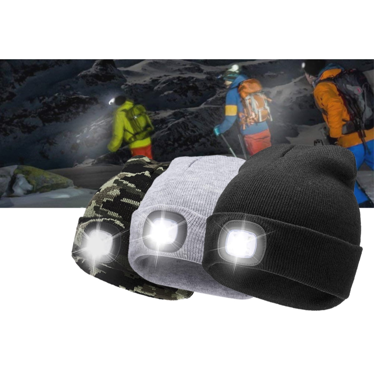 Bonnet à LED Rechargeable USB Avec Lampe Frontale Pour Randonnée - Unisexe - Sport