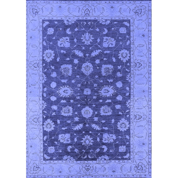 Ahgly Company Machine Washable Indoor Rectangle Oriental Blue Industrial Area Rugs, 3' x 5'